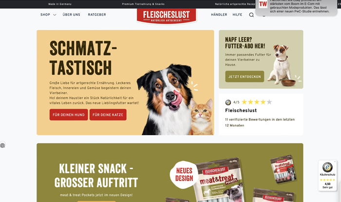 fleischeslust In den kommenden Wochen wird der Webshop um eine englischsprachige Version erweitert.