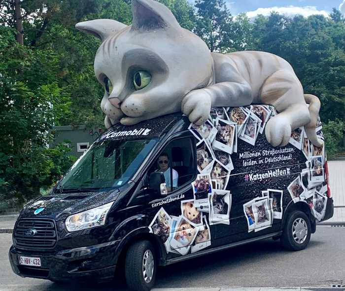 Mit dem Catmobil will der Deutsche Tierschutzbund auf das Schicksal von Straßenkatzen aufmerksam machen. Bild: Deutscher Tierschutzbund 